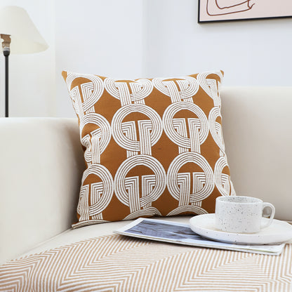 SOGA 45cm Brown Circular Chain Jacquard Square Pillow Decorative Cushion for Living Room • LUZ-FrenchCushion287