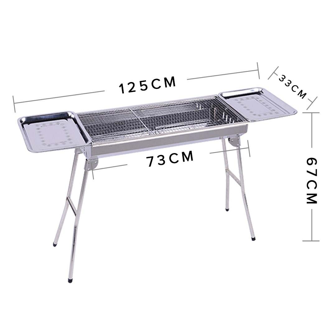 SOGA Skewers Grill with Side Tray Portable Stainless Steel Charcoal BBQ Outdoor 6-8 Persons • LUZ-SkewerCharcoalGrillwithPlate