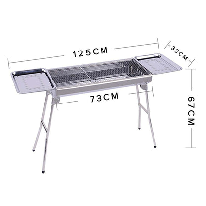 SOGA Skewers Grill with Side Tray Portable Stainless Steel Charcoal BBQ Outdoor 6-8 Persons • LUZ-SkewerCharcoalGrillwithPlate