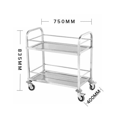SOGA 2X 2 Tier 75x40x84cm Stainless Steel Drink Wine Food Utility Cart Small • LUZ-FoodCart1206X2