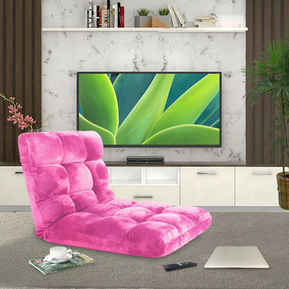 SOGA Floor Recliner Folding Lounge Sofa Futon Couch Folding Chair Cushion Light Pink • LUZ-LoungeChairLightPink