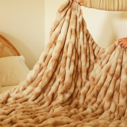 SOGA 150x200cm Throw Blanket Camel Brown Double Layer Rabbit Fur Cozy Comfort with Stylish Decor • LUZ-BlanketFur341