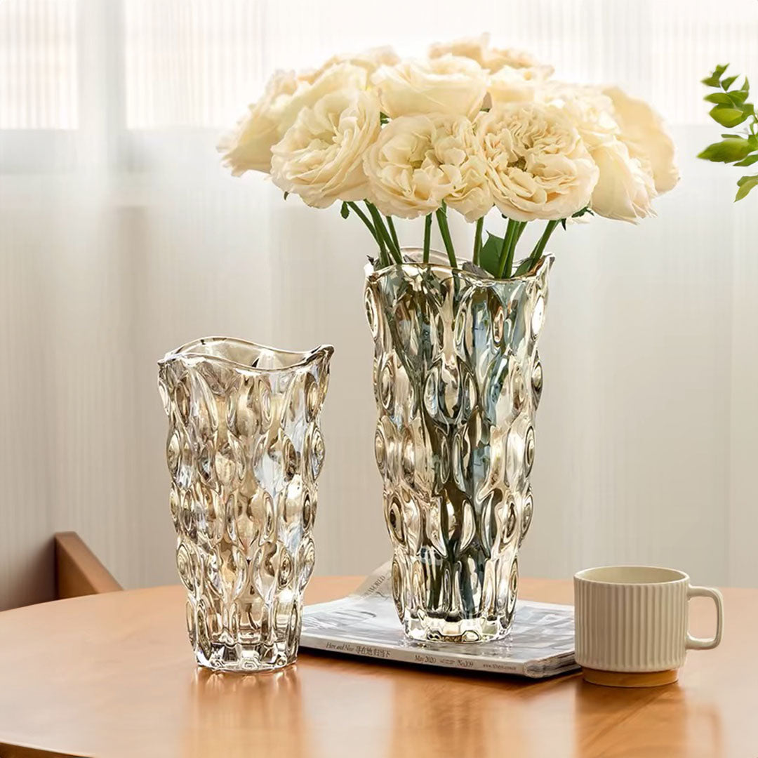 SOGA 29.8cm Golden Amber Glass Crystal Vase Elegant Modern Home Décor • LUZ-GVaseCham300