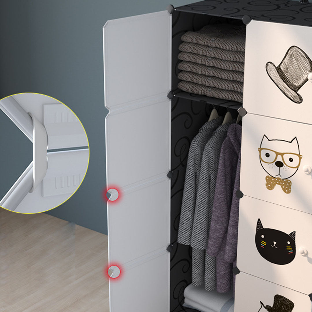 SOGA 8 Cubes Black Portable Wardrobe Divide-Grid Modular Storage Organiser Foldable Closet • LUZ-Wrobe2018