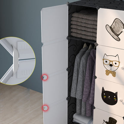 SOGA 8 Cubes Black Portable Wardrobe Divide-Grid Modular Storage Organiser Foldable Closet • LUZ-Wrobe2018
