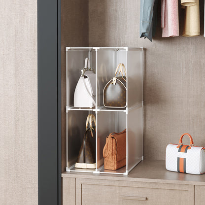 SOGA 2 Tier Multifunctional PP Plastic Bag Box Portable Cubby DIY Storage Shelves Stackable Handbag Purse Organiser • LUZ-BagBox005