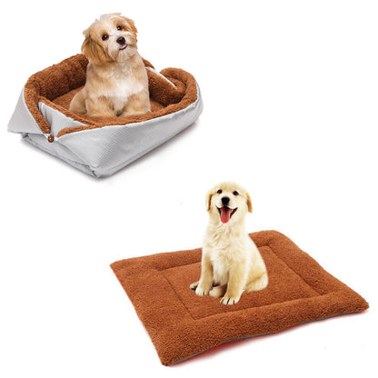 SOGA Silver Dual-purpose Cushion Nest Cat Dog Bed Warm Plush Kennel Mat Pet Home Travel Essentials • LUZ-CarPetBag04