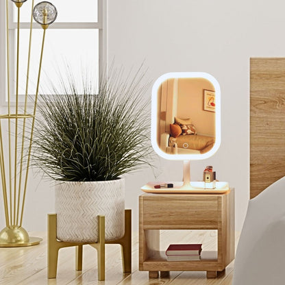 SOGA 26cm White Squared Smart LED Makeup Bedroom Table Vanity Mirror Tricolor  w/ 5x Magnification • LUZ-MirrorE9