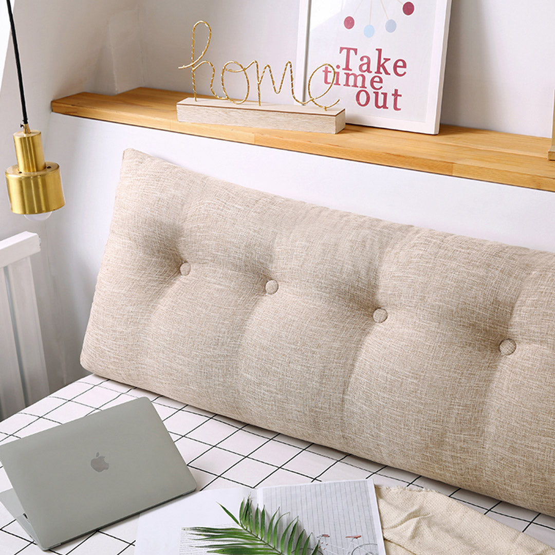 SOGA 4X 180cm Beige Triangular Wedge Bed Pillow Headboard Backrest Bedside Tatami Cushion Home Decor • LUZ-PillowFab180BeigeX4