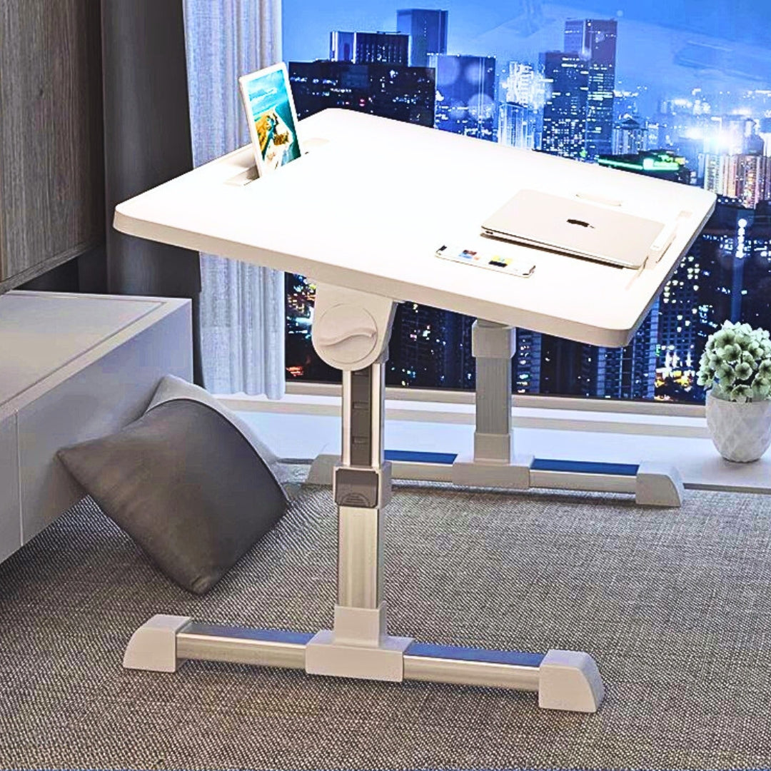 SOGA 60X40cm White Small Laptop Bed Portable Foldable Study Table Adjustable • LUZ-BedTableA5