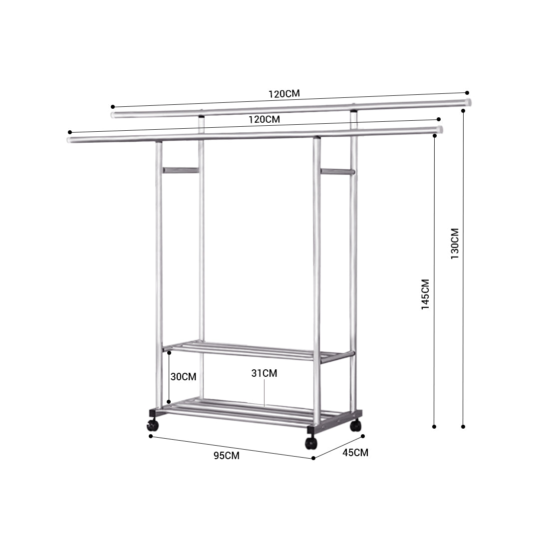 SOGA 200cm Stainless Steel Floor-Standing Clothes Rack - Durable and Space-Saving Laundry Organizer • LUZ-BSXG2531