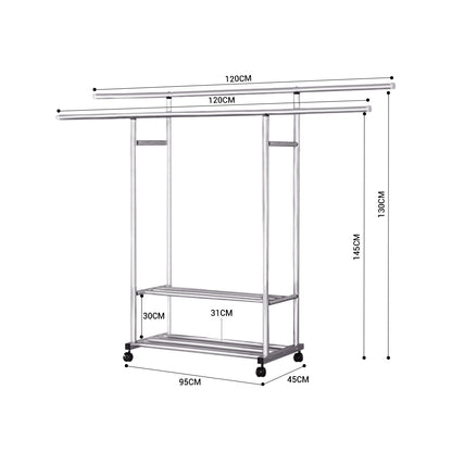 SOGA 200cm Stainless Steel Floor-Standing Clothes Rack - Durable and Space-Saving Laundry Organizer • LUZ-BSXG2531