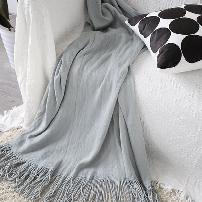 SOGA 2X Grey Acrylic Knitted Throw Blanket Solid Fringed Warm Cozy Woven Cover Couch Bed Sofa Home Decor • LUZ-Blanket907X2