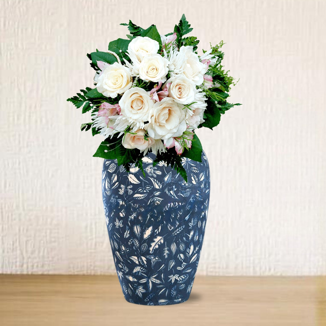 SOGA 30x19cm Blue Medium Ceramic Flower Vase Elegant Living Room Home Decor • LUZ-Vase802