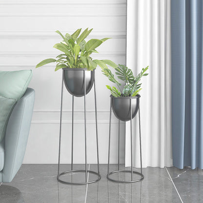 SOGA 50cm Round Wire Metal Flower Pot Stand with Black Flowerpot Holder Rack Display • LUZ-FPotH52RoundBLK