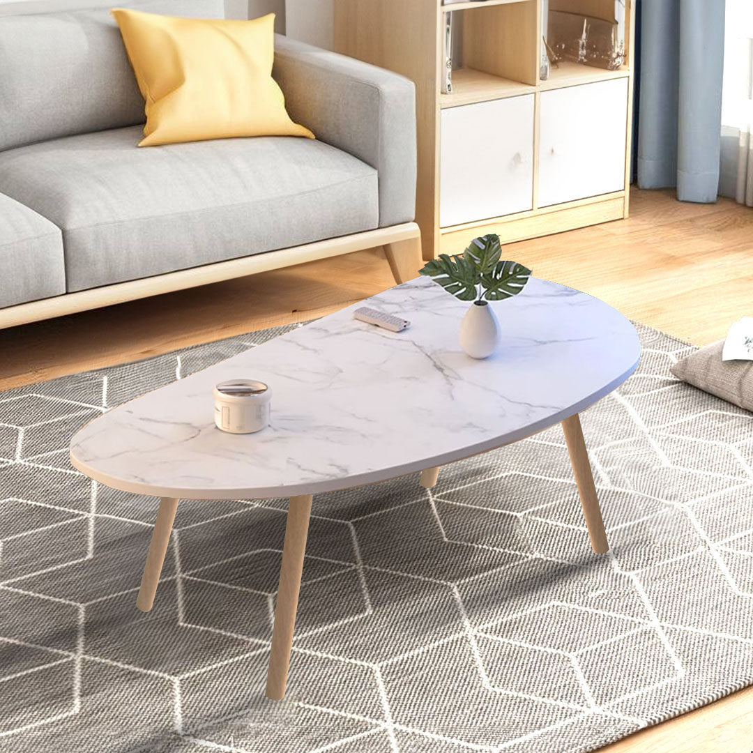 SOGA 80x40cm White Stone Pattern Living Room Nordic  Coffee Table Modern Style • LUZ-TableTea12