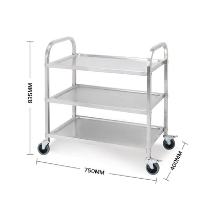 SOGA 2X 3 Tier 75x40x83.5cm Stainless Steel Kitchen Dinning Food Cart Trolley Utility Size Small • LUZ-FoodCart1003X2