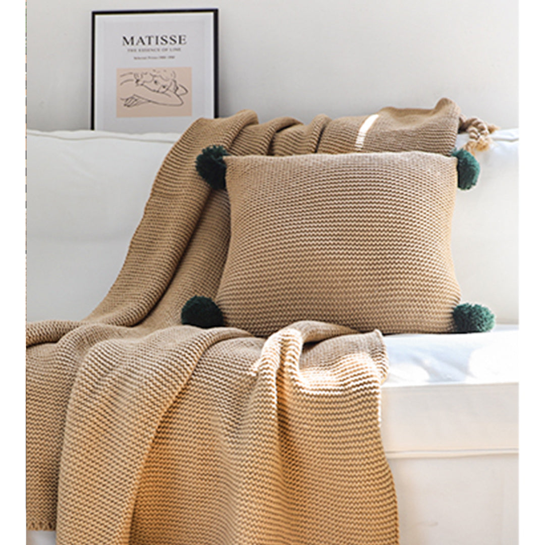 SOGA Coffee Tassel Fringe Knitting Blanket Warm Cozy Woven Cover Couch Bed Sofa Home Decor • LUZ-Blanket929