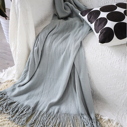SOGA Grey Acrylic Knitted Throw Blanket Solid Fringed Warm Cozy Woven Cover Couch Bed Sofa Home Decor • LUZ-Blanket907