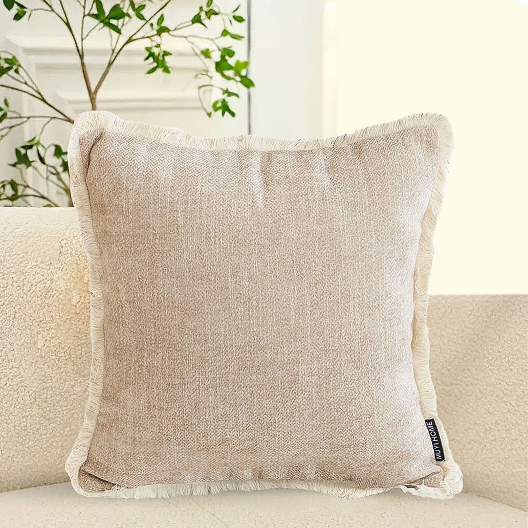 SOGA 2X 45cm Milk Coffee Home Aesthetic Chenille Texture Tassel Square Throw pillow • LUZ-FrenchCushion246X2