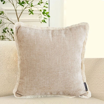 SOGA 2X 45cm Milk Coffee Home Aesthetic Chenille Texture Tassel Square Throw pillow • LUZ-FrenchCushion246X2