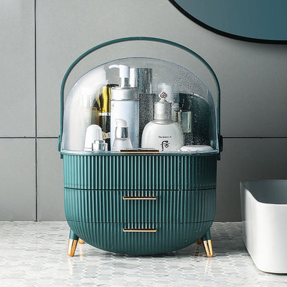 SOGA 2X 29cm Green Countertop Makeup Cosmetic Storage Organiser Skincare Holder Jewelry Storage Box with Handle • LUZ-BathC110X2