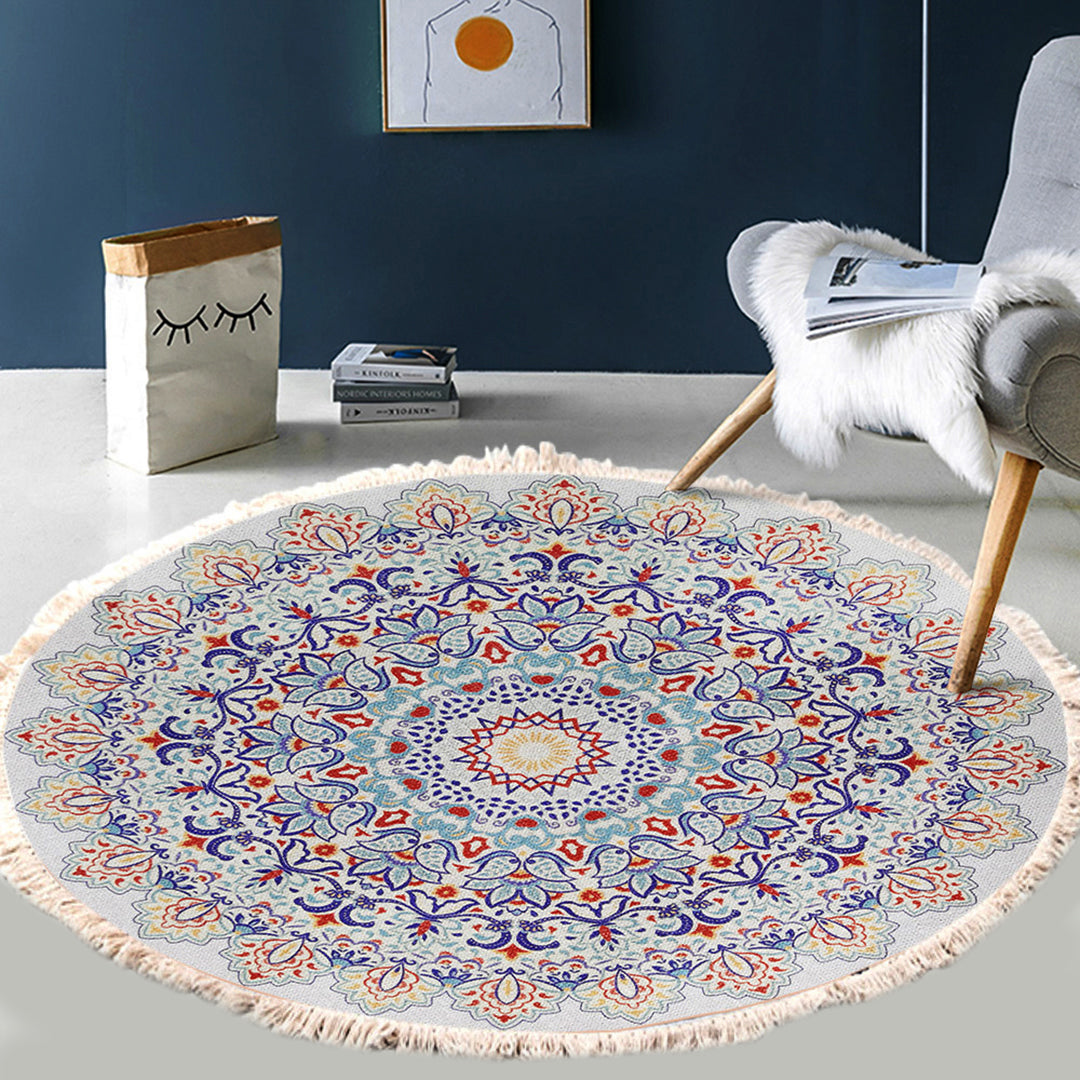 SOGA 120cm Mandala Area Rug for Living Room Lounge, Bedroom, Anti-slip Doormat, Home Decor • LUZ-CarpetXLS14Lge