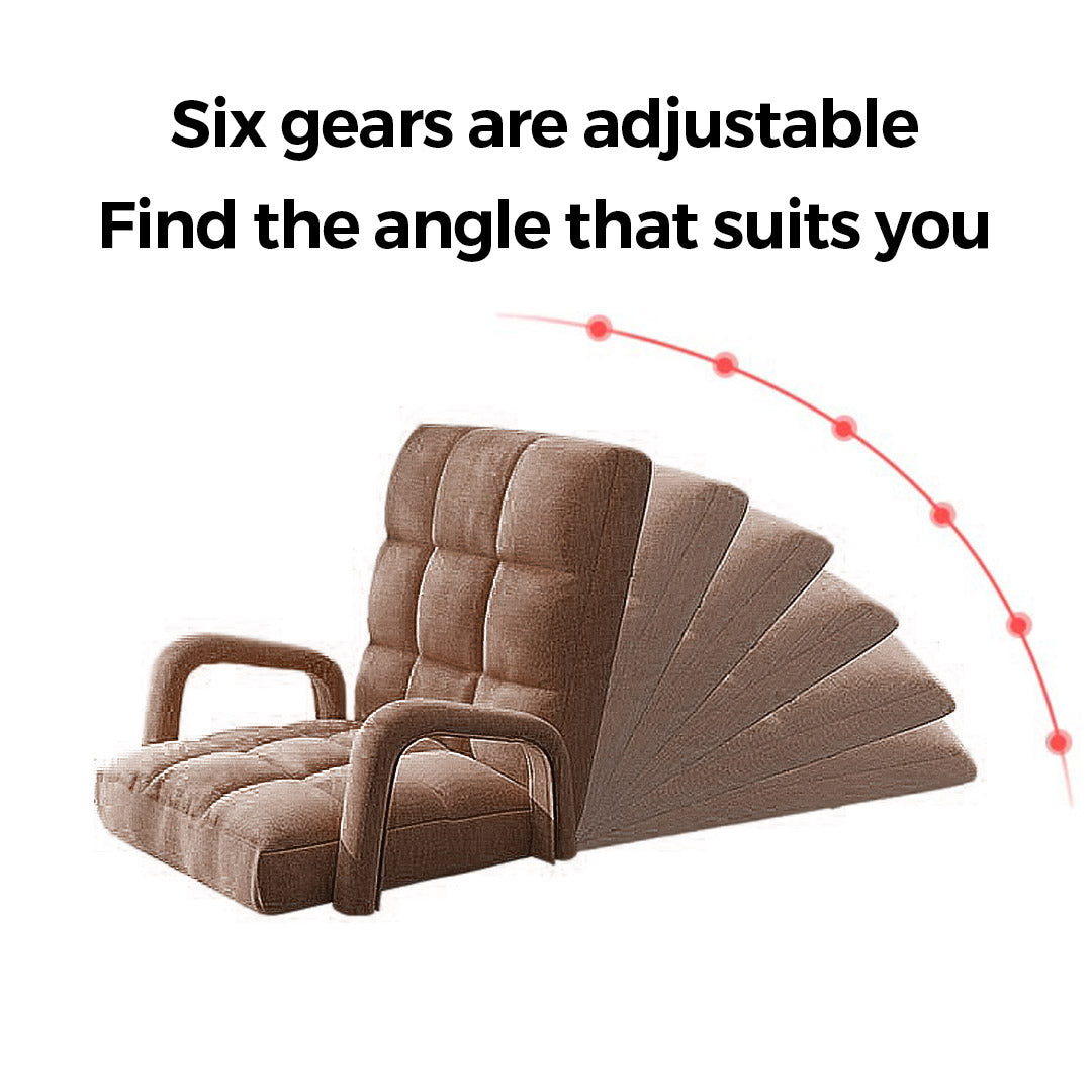 SOGA Foldable Lounge Cushion Adjustable Floor Lazy Recliner Chair with Armrest Coffee • LUZ-LoungeArmCoffee