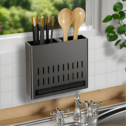 SOGA Wall Mounted Kitchen Utensil Storage Rack Spoon Fork Chopstick Space-Saving Organiser • LUZ-TAN1024