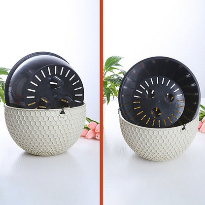 SOGA 2X White Medium Hanging Resin Flower Pot Self Watering Basket Planter Outdoor Garden Decor • LUZ-HangPot12WHTX2
