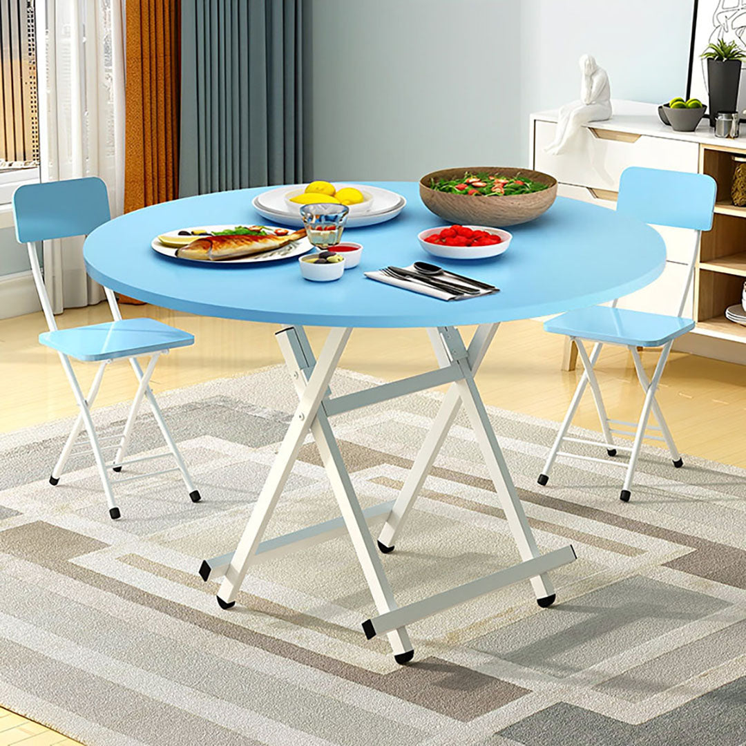 SOGA 2X  Blue Dining Table Portable Round Surface Space Saving Folding Desk Home Decor • LUZ-TableRD724X2