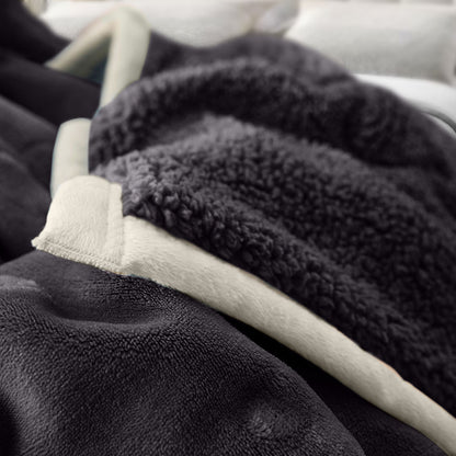 SOGA 2X Dark Grey Throw Blanket Warm Cozy Double Sided Thick Flannel Coverlet Fleece Bed Sofa Comforter • LUZ-Blanket303X2