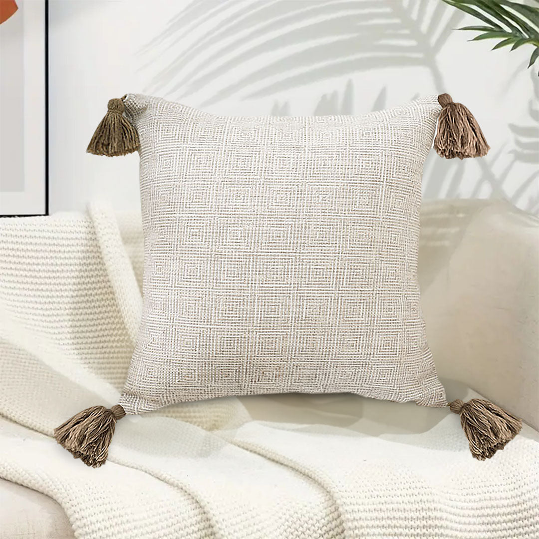 SOGA 2X 50cm Beige Pillow Textured Throw Cover, Luxurious Rib Knit Ribbed Cotton Throw Pillow • LUZ-FrenchCushion203X2
