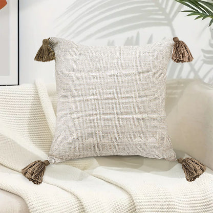 SOGA 2X 50cm Beige Pillow Textured Throw Cover, Luxurious Rib Knit Ribbed Cotton Throw Pillow • LUZ-FrenchCushion203X2
