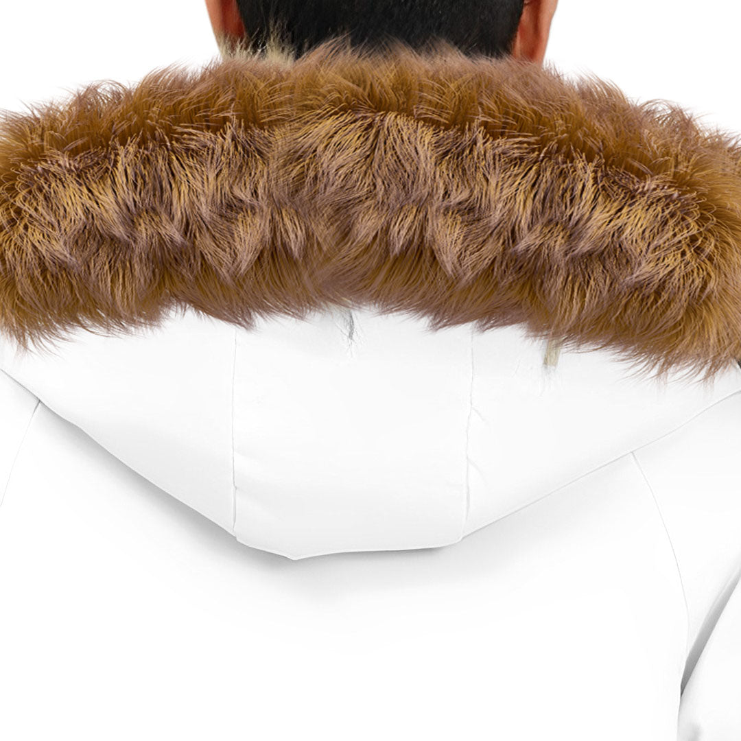 abbee White 2XL Winter Fur Hooded Thick Overcoat Jacket Stylish Lightweight Quilted Warm Puffer Coat • LUZ-DJ-998G