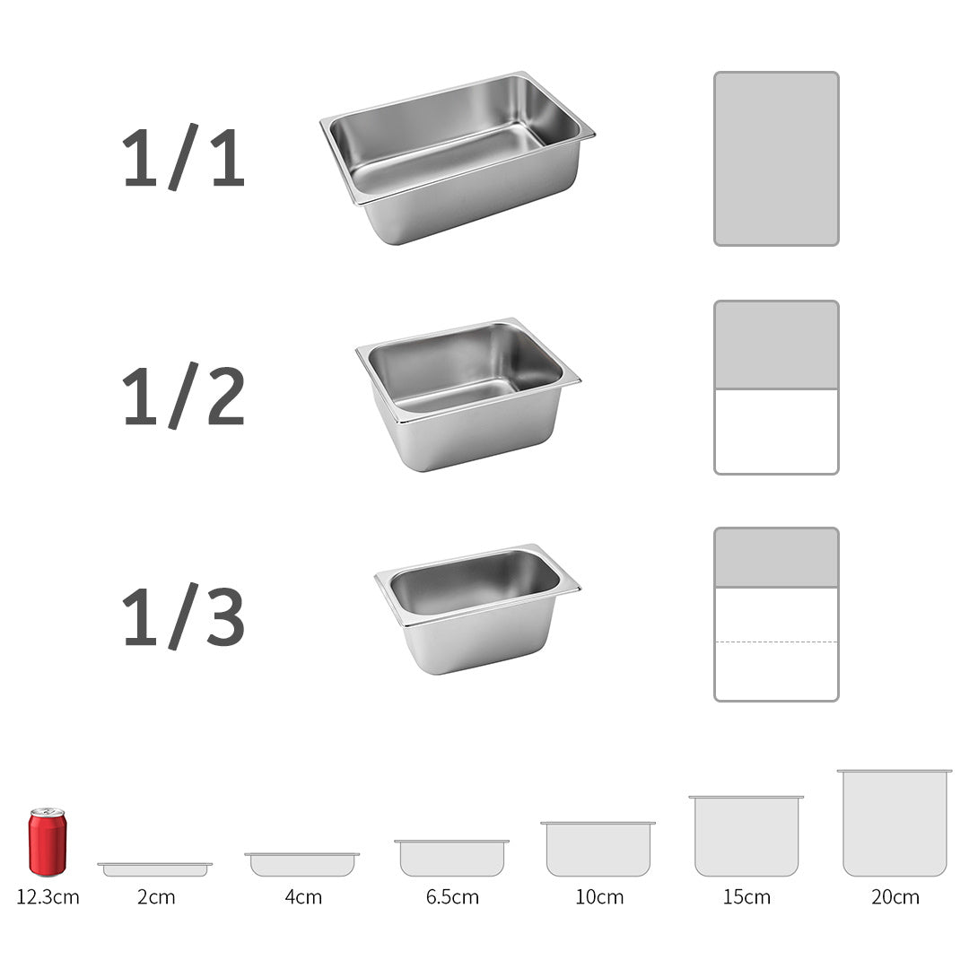 SOGA Gastronorm GN Pan Full Size 1/2 GN Pan 10cm Deep Stainless Steel Tray With Lid • LUZ-GP5410wLidX1