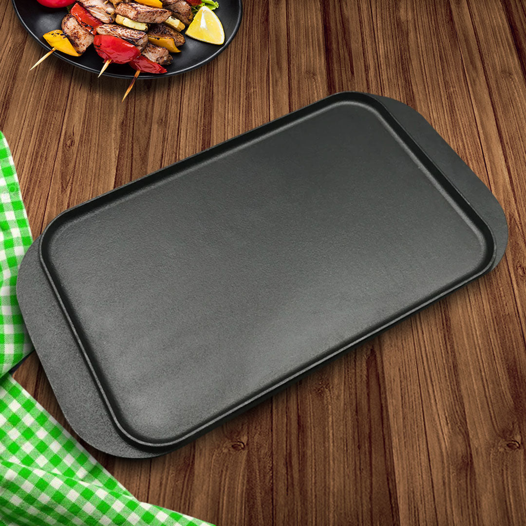 SOGA 47cm Cast Iron Ridged Griddle Hot Plate Grill Pan BBQ Stovetop • LUZ-ZPaiA7