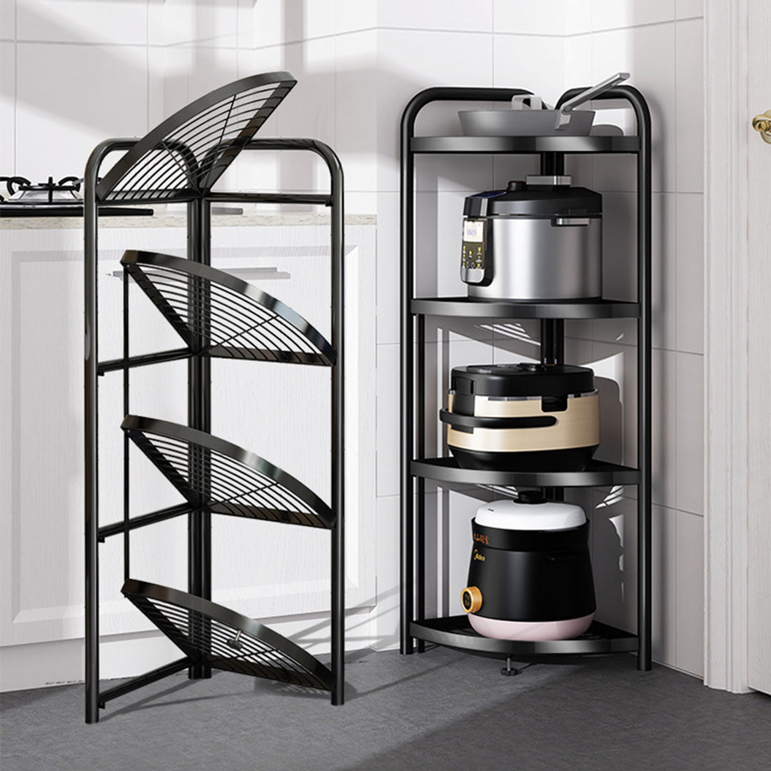 SOGA 4 Tier Steel Triangular  Corner Stand Multi-Functional Shelves Portable Storage Organizer • LUZ-KitchenXY025
