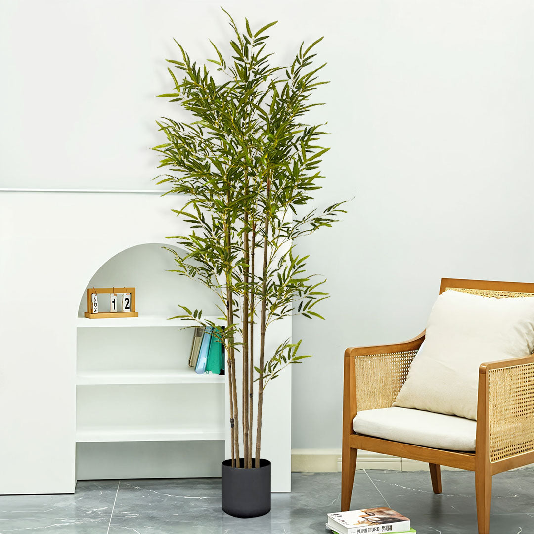 SOGA 180cm Lucky Bamboo Tree Bambusa Vulgaris Artificial Plant w/ 7 Branches Home Accent Decor • LUZ-APlantFHZ180