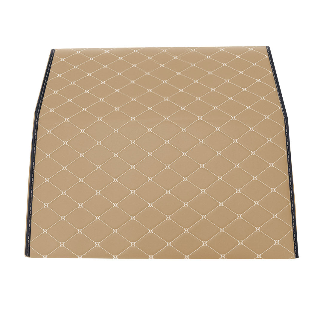 SOGA 4X Leather Car Boot Collapsible Foldable Trunk Cargo Organizer Portable Storage Box Beige/Gold Stitch Small • LUZ-StorageWHTGLDSmlX4