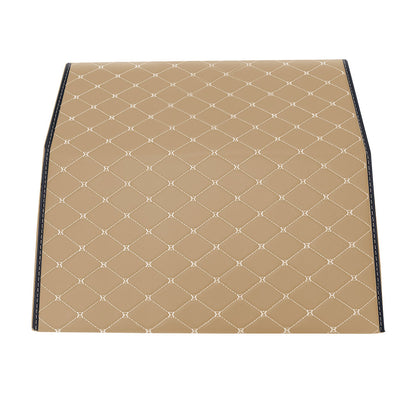 SOGA 4X Leather Car Boot Collapsible Foldable Trunk Cargo Organizer Portable Storage Box Beige/Gold Stitch Small • LUZ-StorageWHTGLDSmlX4