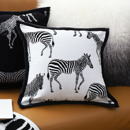 SOGA 2X 45cm Black and White Light  Luxury Zebra Cushion Decorative Square Pillow Living Room • LUZ-FrenchCushion289X2