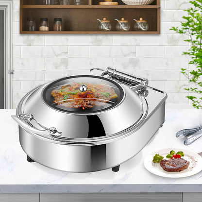 SOGA 2X Stainless Steel Round Chafing Dish Tray Buffet Cater Food Warmer Chafer with Top Lid • LUZ-ChafingDish2105X2