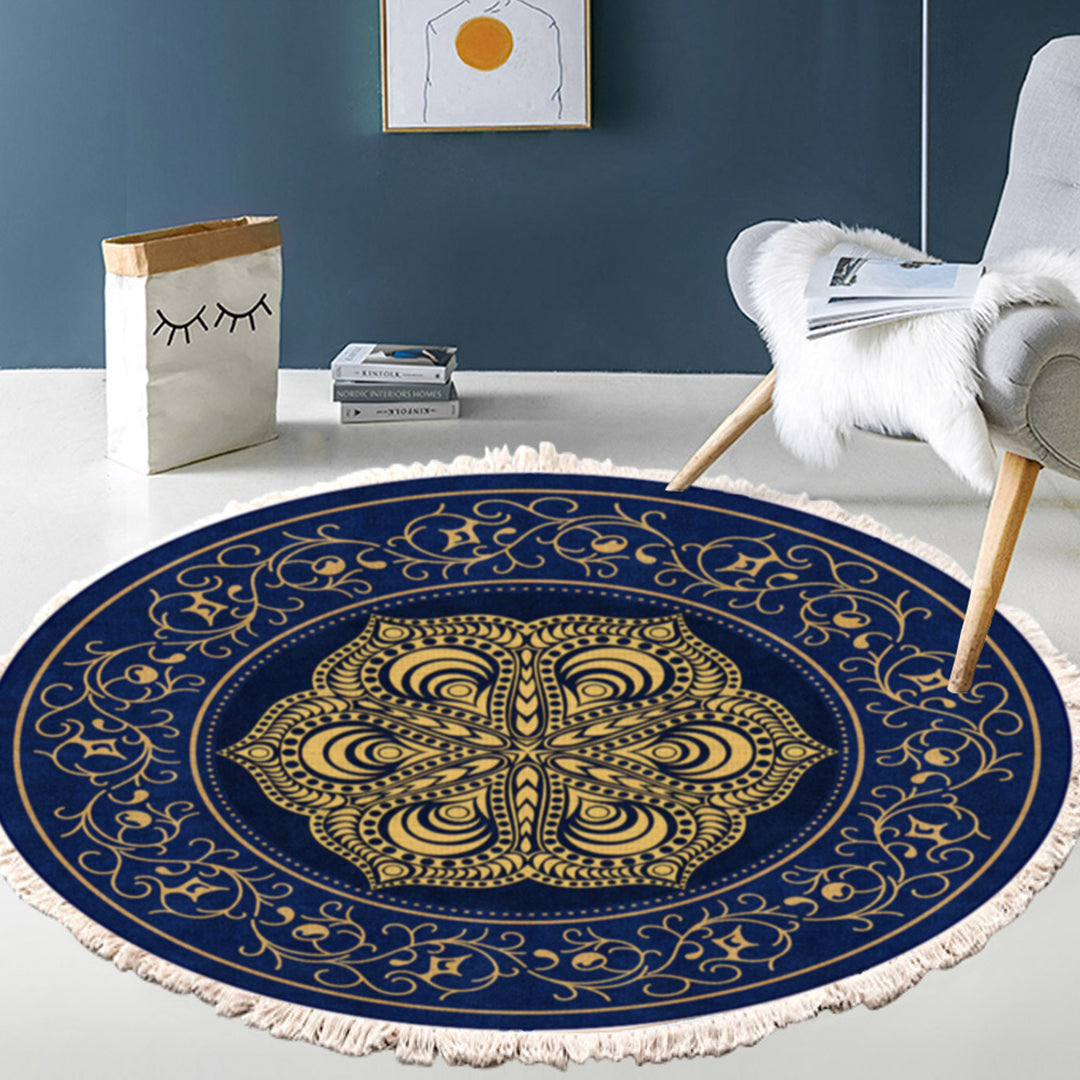 SOGA 90cm Area Rug Turquoise and Grey Abstract Art Painting Teal Anti-slip Doormat, Home Decor • LUZ-CarpetYH29