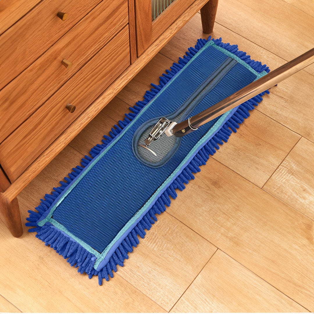SOGA 100x22 Blue Microfiber Flat Mop Floor Cleaning Pads Rotating Dust Remover • LUZ-MopHead100