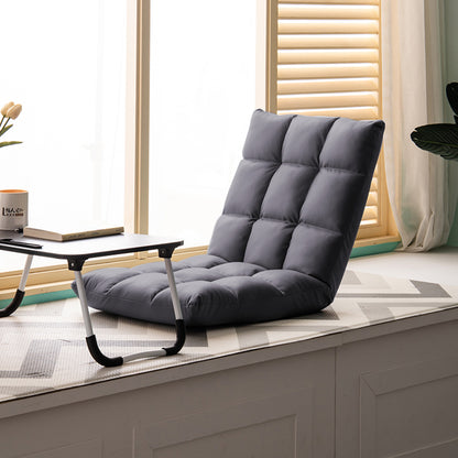 SOGA Grey Lounge Floor Recliner Adjustable Gaming Sofa Bed Foldable Indoor Outdoor Backrest Seat Home Office Decor • LUZ-LoungeD1459