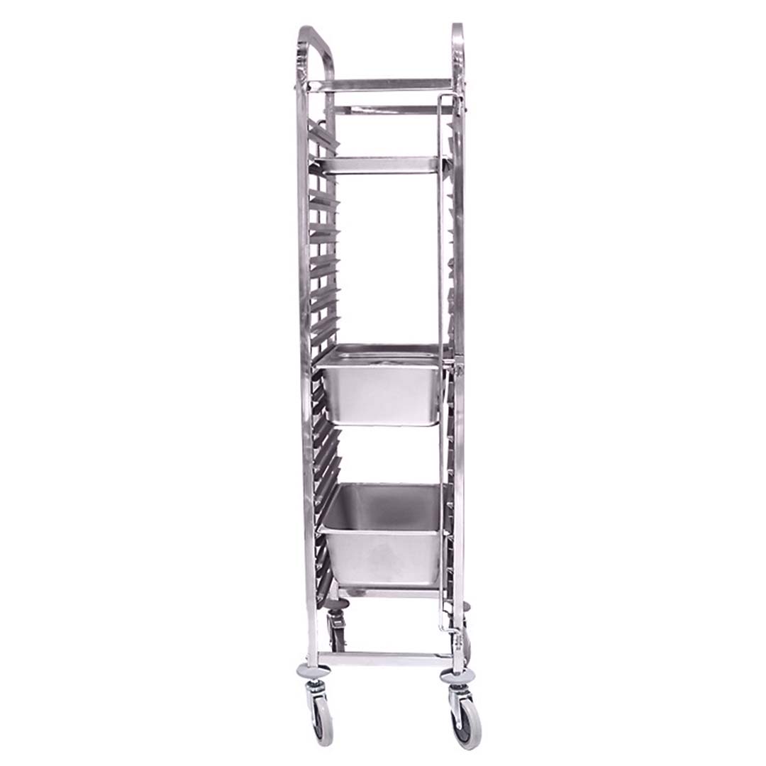 SOGA 2X Gastronorm Trolley 16 Tier Stainless Steel Bakery Trolley Suits GN 1/1 Pans LUZ-GastronormRackingTrolley305X2