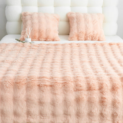 SOGA 2X 60X200cm Throw Blanket Pink Double Layer Rabbit Fur Cozy Comfort with Stylish Decor • LUZ-BlanketFur344X2