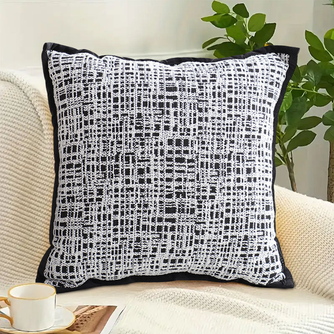 SOGA 2X 45cm Vintage Leopard Print Sofa Black & White Grid Wide Edge Square Throw Pillow • LUZ-FrenchCushion251X2