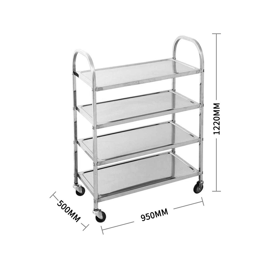 SOGA 2X 4 Tier 950x500x1220 Stainless Steel Kitchen Dining Food Cart Trolley Utility • LUZ-FoodCart1007X2